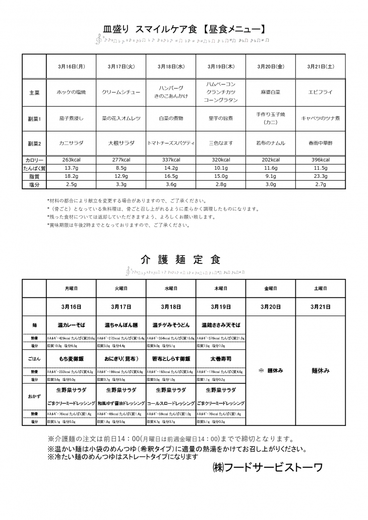 スマイルケア食の献立